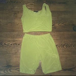 Two Piece Boohoo Neon Green Set
